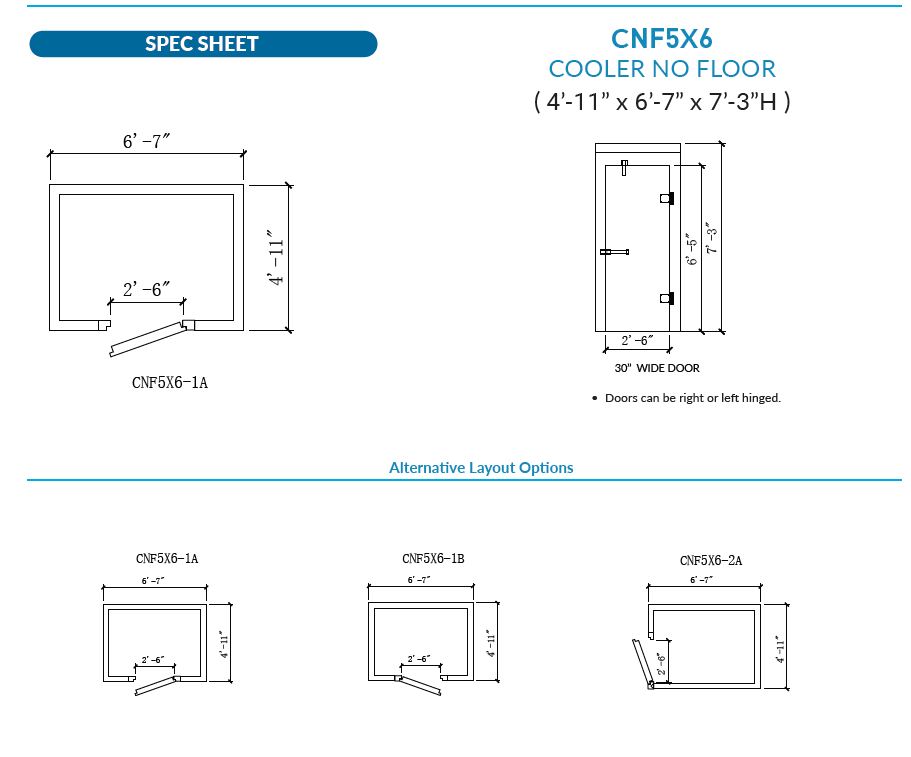 Astra 5 x 6 Walk-In Cooler No Floor CNF5X6