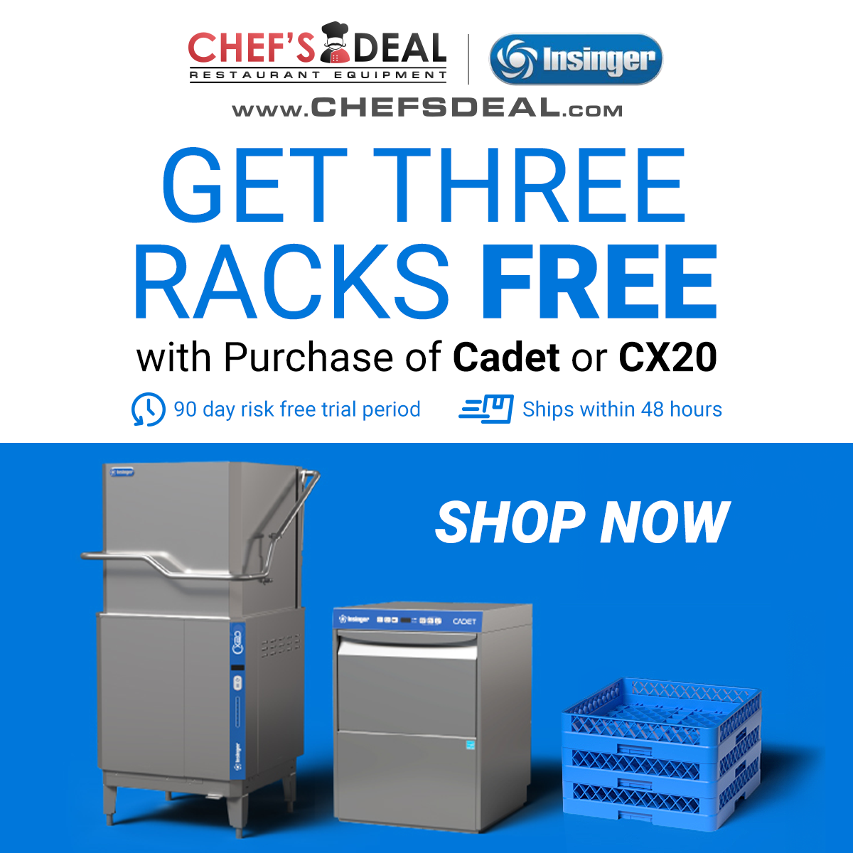 Insinger CX20VG 29" Door Type Dishwasher, 60 Racks/Hr - 39 Gal/Hr - High Temp Specify Tank w/Booster