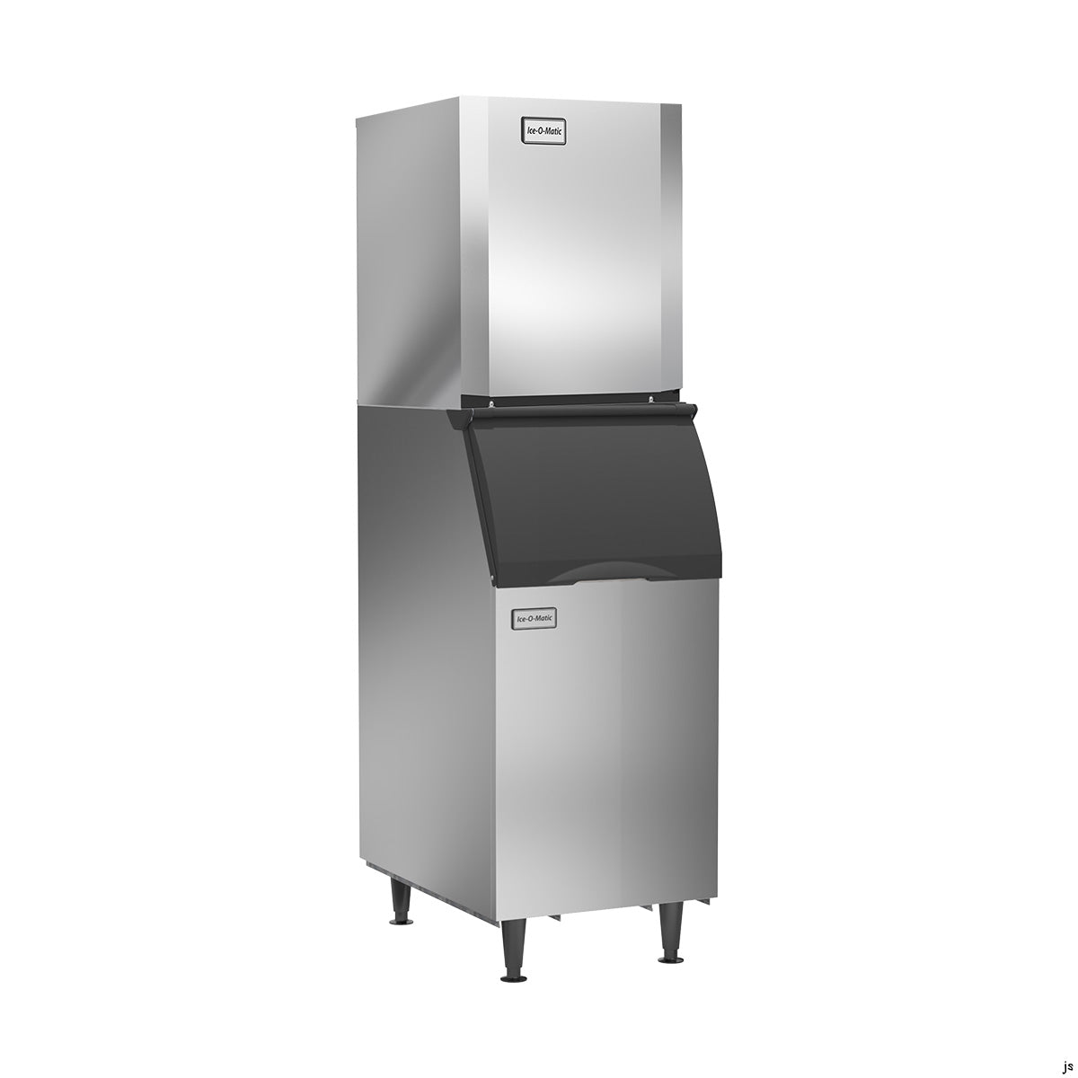 Ice-O-Matic CIM0320HW90 cube ice machine head, shown on an ice storage bin (bin sold separately)