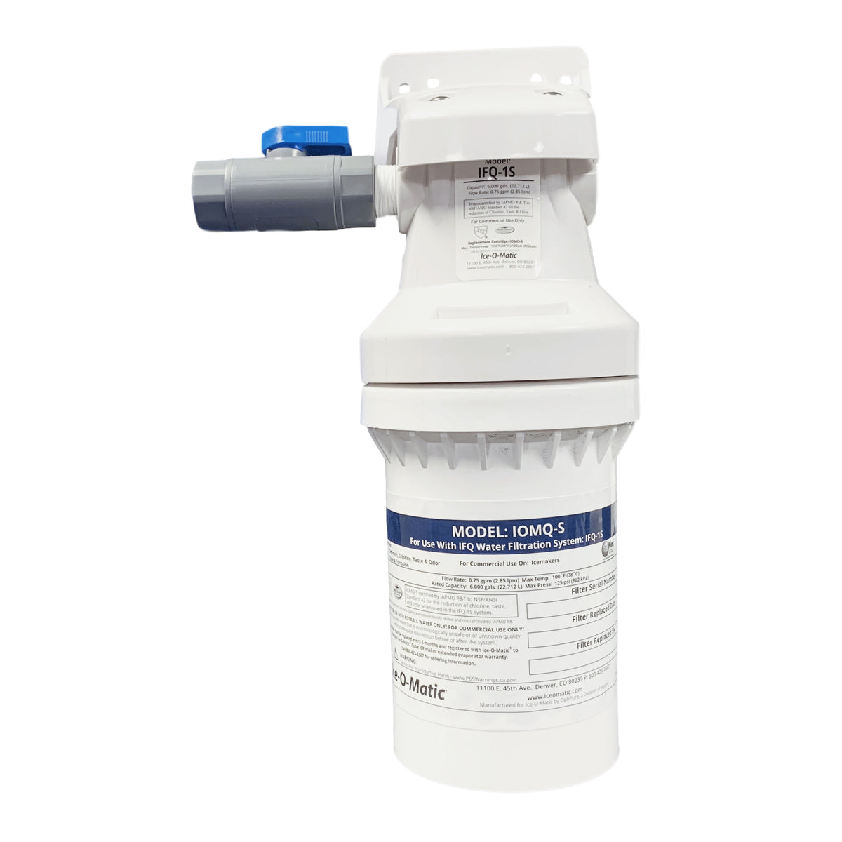 Ice-O-Matic IFQ1-S water filtration system, manifold head with pressure gauge and single cartridge