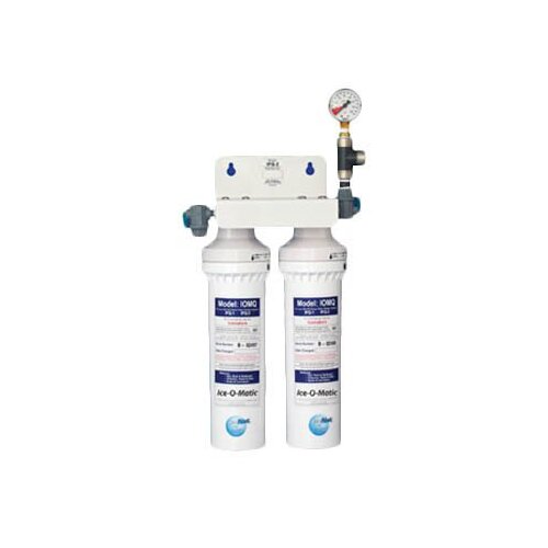 Ice-O-Matic IFQ2 water filtration system, wall-mount head with pressure gauge and two cartridges
