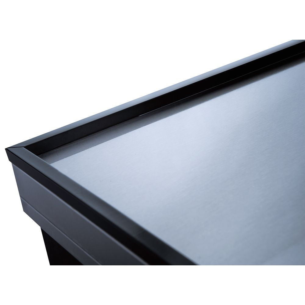 Coldline BBC-25 black horizontal bottle cooler, stainless steel top, close-up
