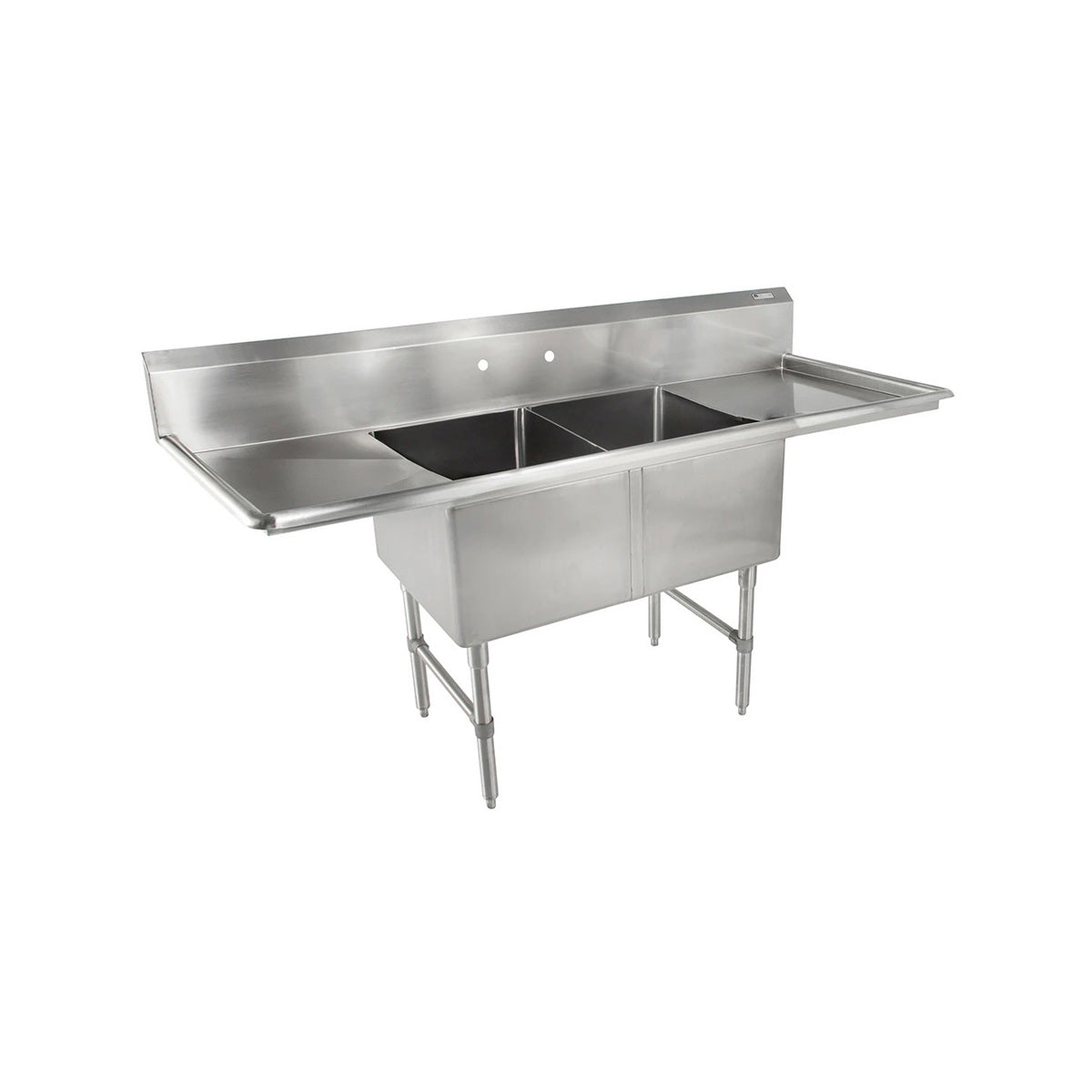 John Boos 2B18244-2D18-X 75" Two Compartment Sink, 18"W x 24"L Bowl With 2 Drainboards