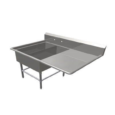 John Boos 2PB14314-1D18R 50" Two Compartment Sink, 14"W x 31"L Bowl With Right-Hand Drainboard