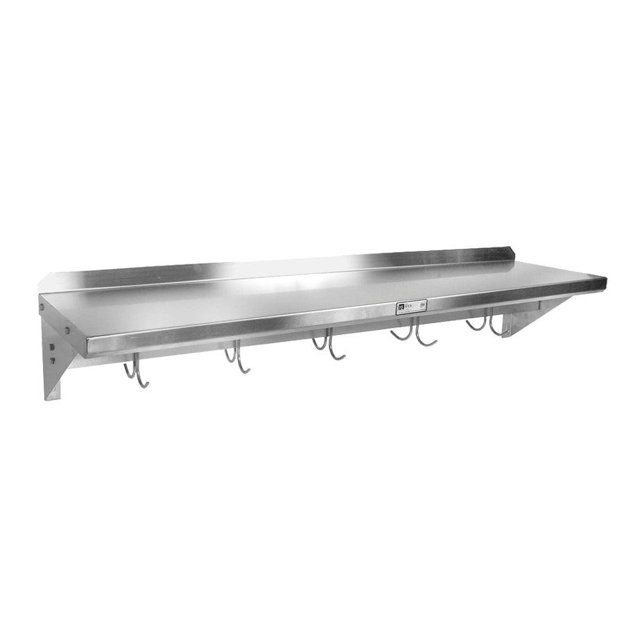 John Boos BHS1236PR-X Stainless Steel Wall Mounted Shelf w/ Pot Rack - 36"W x 12"D