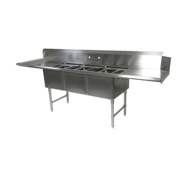 John Boos DT3B18244-2D18L 91" Dishtable with Potsinks, (2) 18" Drainboards, 3 Bowls, Clean