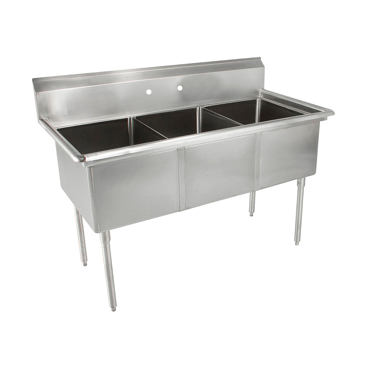 John Boos E3S8-18-12-X 59" Three Compartment Sink, 18"W x 18"L Bowl Without Drainboard