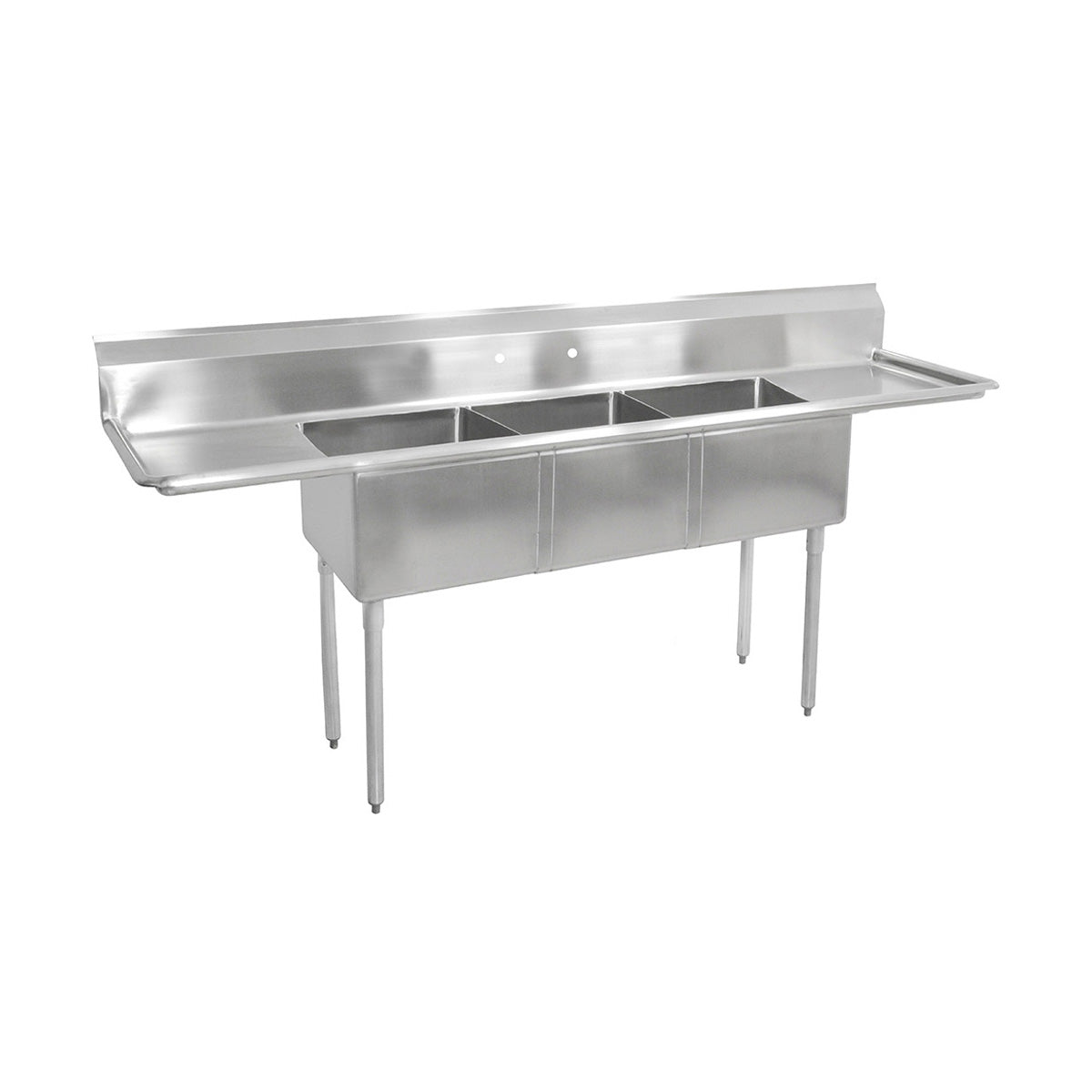 John Boos E3S8-18-14T24 102" Three Compartment Sink, 18"W x 18"L Bowl With 2 Drainboards