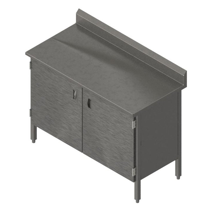 John Boos EBHS6R5-3048 48" Cabinet Base Hinged Doors Work Table with Backsplash / 16 Gauge Top