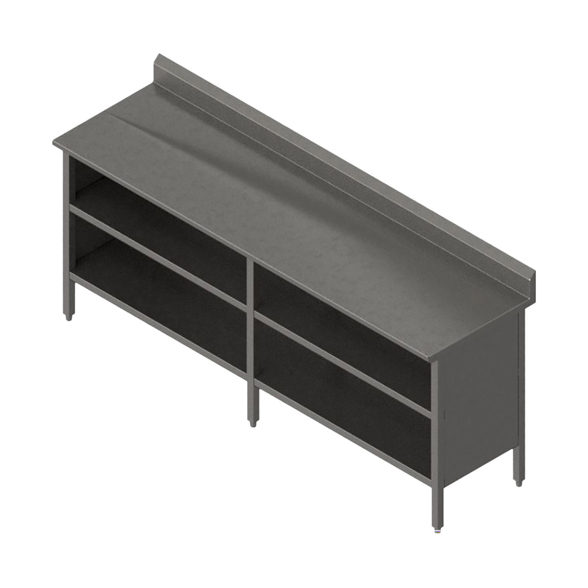 John Boos EBOS6R5-24132 Open Front Work Table with Mid-Shelf, Backsplash / 132"W X 24"D