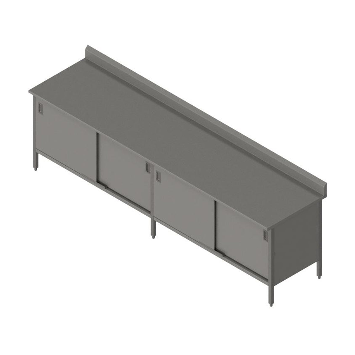 John Boos EBSS6R5-30144 Cabinet Base with Sliding Doors Work Table, 144"W x 30"D / Backsplash