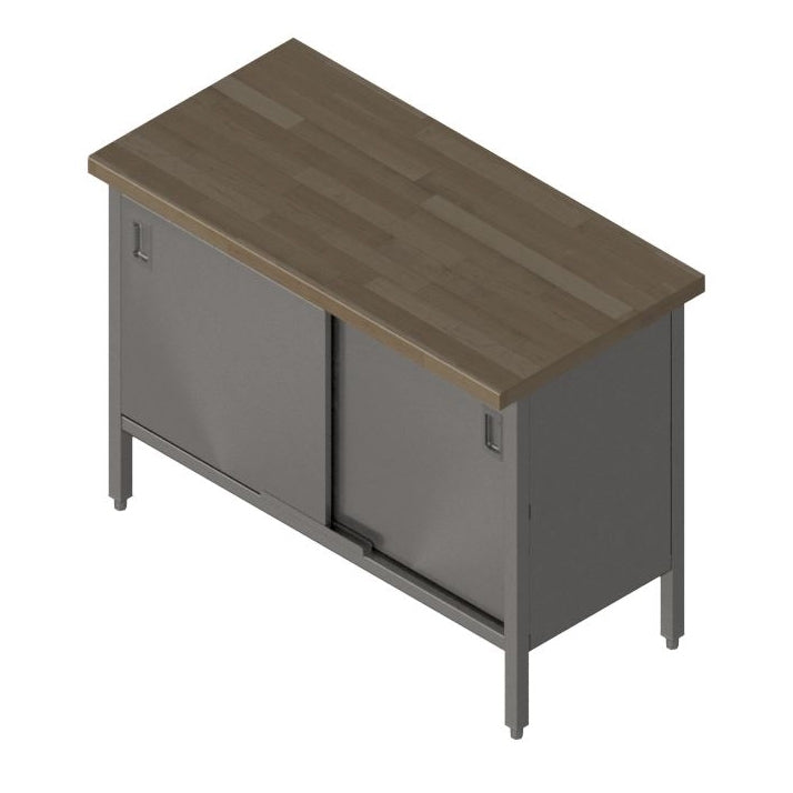 John Boos EBSW7-3060 Work Table, Cabinet Base with Sliding Doors
