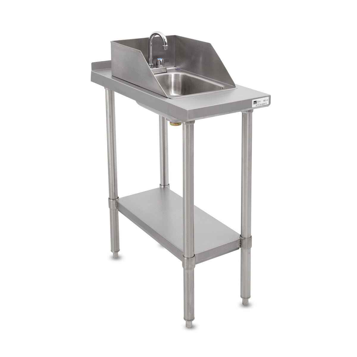 John Boos EFT8-3015SSK-S 15" Open Base Work Table with Undershelf & Drop-In Sink / Upturn
