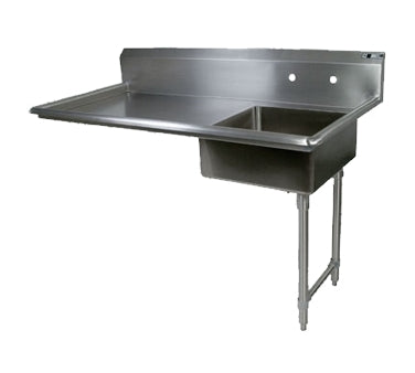 John Boos JDTS-20-50UCR-X 50" Undercounter Soiled Dishtable w/ Sink On Right, 10" Backsplash