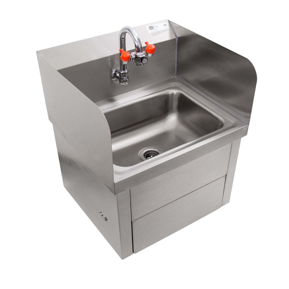 John Boos PBHS-W-1410-KV1APS-EW 17" Wall Mounted Hand Sink w/Faucet, Knee Valve & Eye Wash