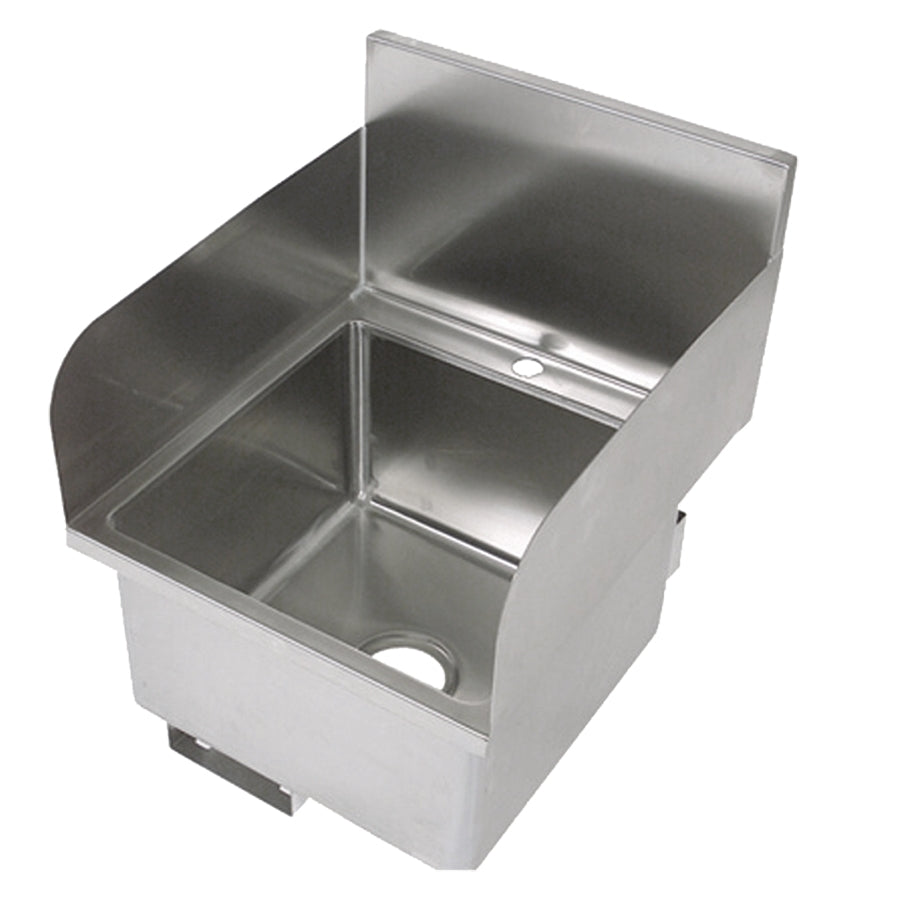 John Boos PBHS-W-1616-SSLR 18" Wall Mounted Hand Sink without Faucet - 16 gauge / 3 Splashes