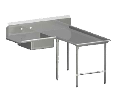 John Boos SDT6-I60120SBK-R Soiled "L" Shaped Dishtable w/ Right Table, Island Design, 10" Backsplash