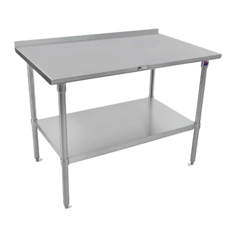 John Boos ST6R1.5-3624SSW 24" Open Base Work Table, Stainless Steel Base / 1-1/2" Backsplash-Upturn