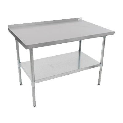 John Boos UFBLG6030 60" Open Base Work Table with Undershelf, 1-1/2" Backsplash / 18 Gauge Top