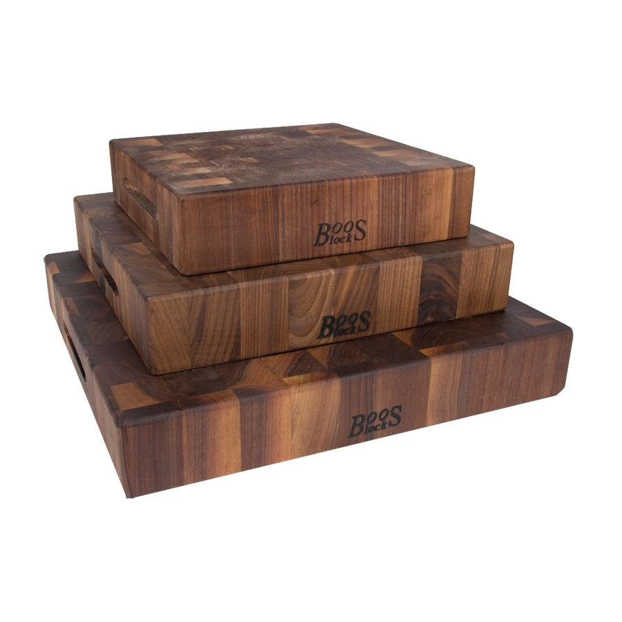 John Boos WAL-CCB151503 - Square 15" x 15" x 3" Black Walnut Cutting Board, Oil, Reversible
