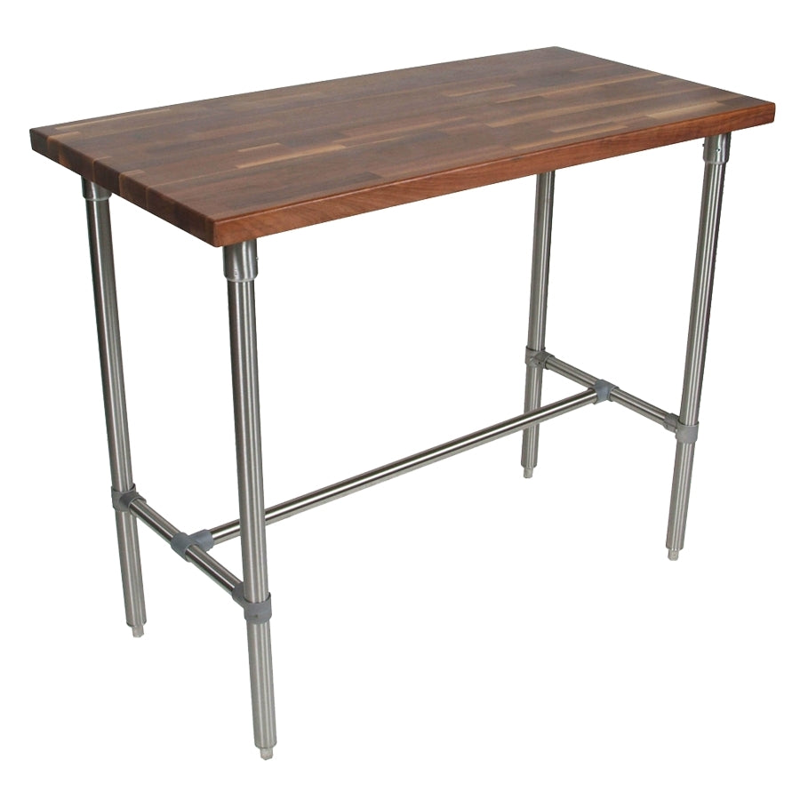 John Boos WAL-CUCKNB430-40 Cucina Classico Utility Table, 48"W x 30"D x 40"H, Black Walnut, 1.5" Thick Edge Grain Top, Stainless Steel Base