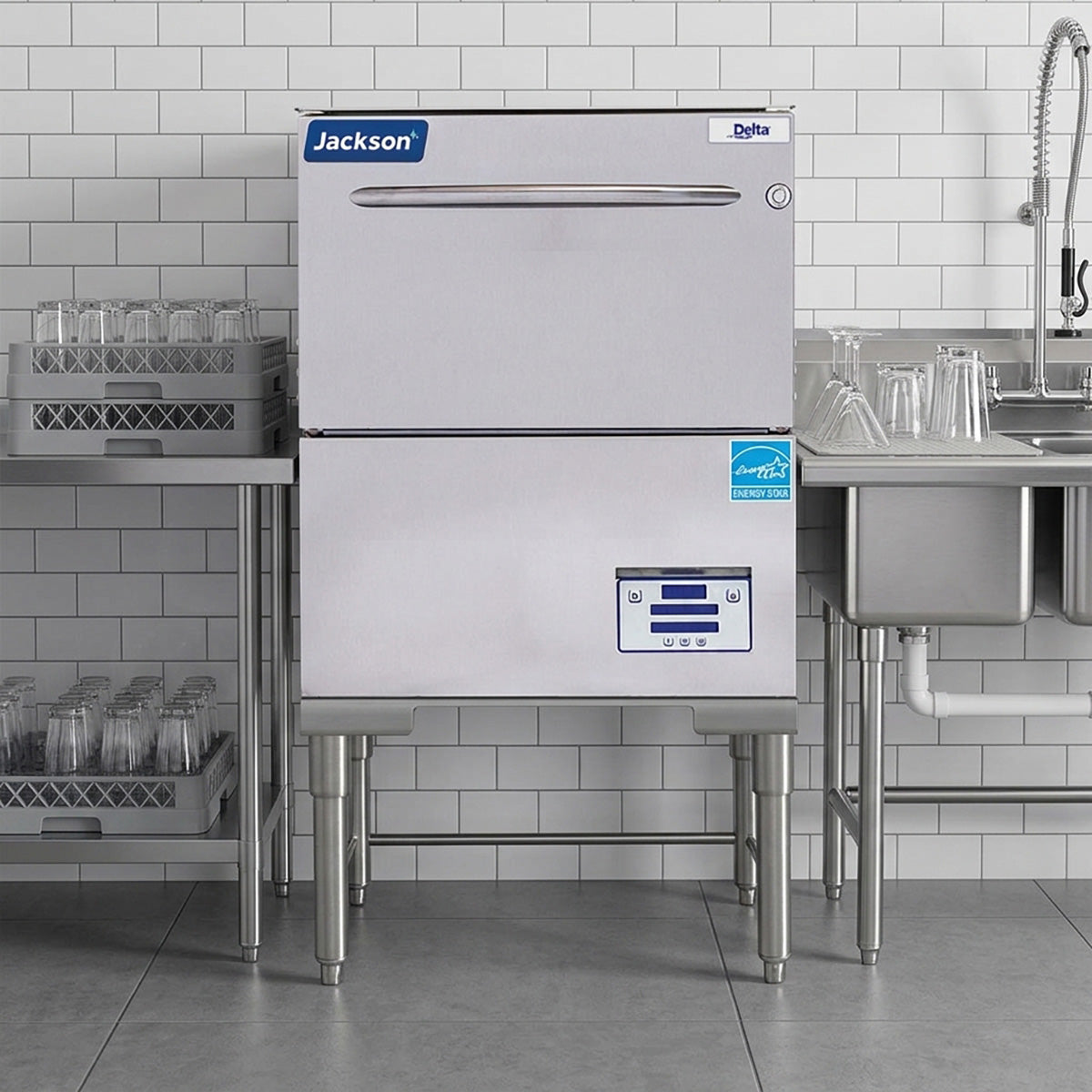 Jackson WWS DELTA HT-E-SEER-T 24" Door Type Undercounter Glasswasher,High Temp - 864 G/Hr (14" Legs)
