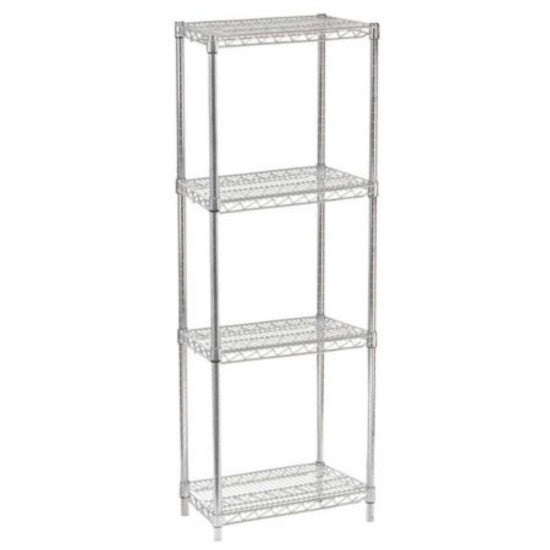 14"D x 24"L x 74"H Chrome Wire Shelving Kit, 4-Shelf, NSF Listed