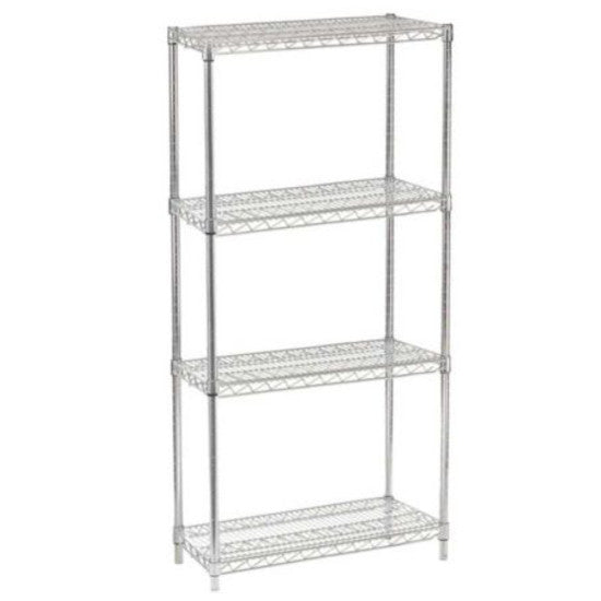 14"D x 36"L x 64"H Chrome Wire Shelving Kit, 4-Shelf, NSF Listed