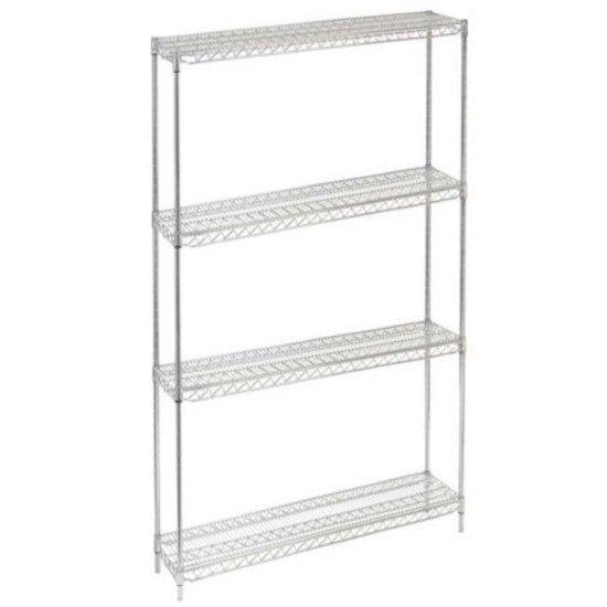 14"D x 42"L x 74"H Chrome Wire Shelving Kit, 4-Shelf, NSF Listed