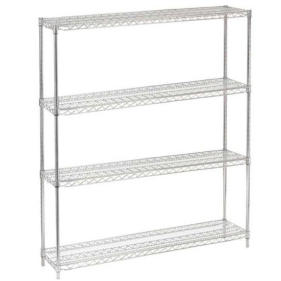 14"D x 60"L x 64"H Chrome Wire Shelving Kit, 4-Shelf, NSF Listed