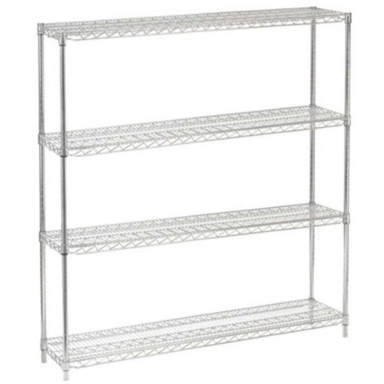 14"D x 72"L x 74"H Chrome Wire Shelving Kit, 4-Shelf, NSF Listed