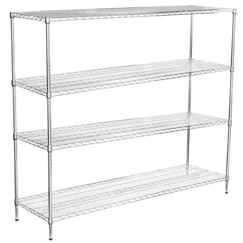 21"D x 72"L x 74"H Chrome Wire Shelving Kit, 4-Shelf, NSF Listed