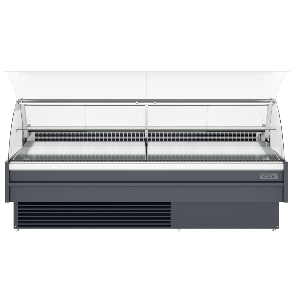 Coldline SDC98-F refrigerated fish display case, front view
