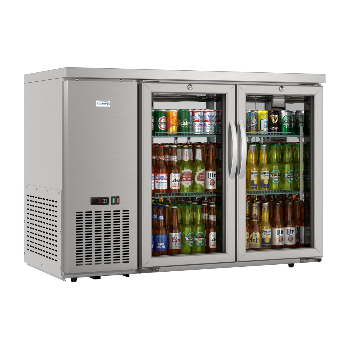 KoolMore KM-BC-2GD-SCSS 47-Inch Back Bar Cooler — 11 cu. ft., 2 Doors, Stainless-Steel