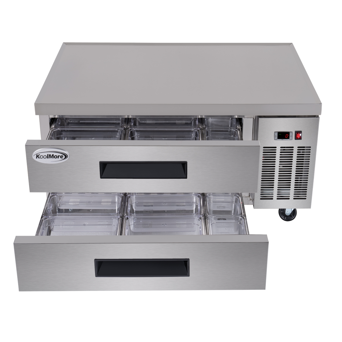 KoolMore KM-BF-482D 48-Inch Refrigerated Chef Base — 2 Drawers, Stainless-Steel