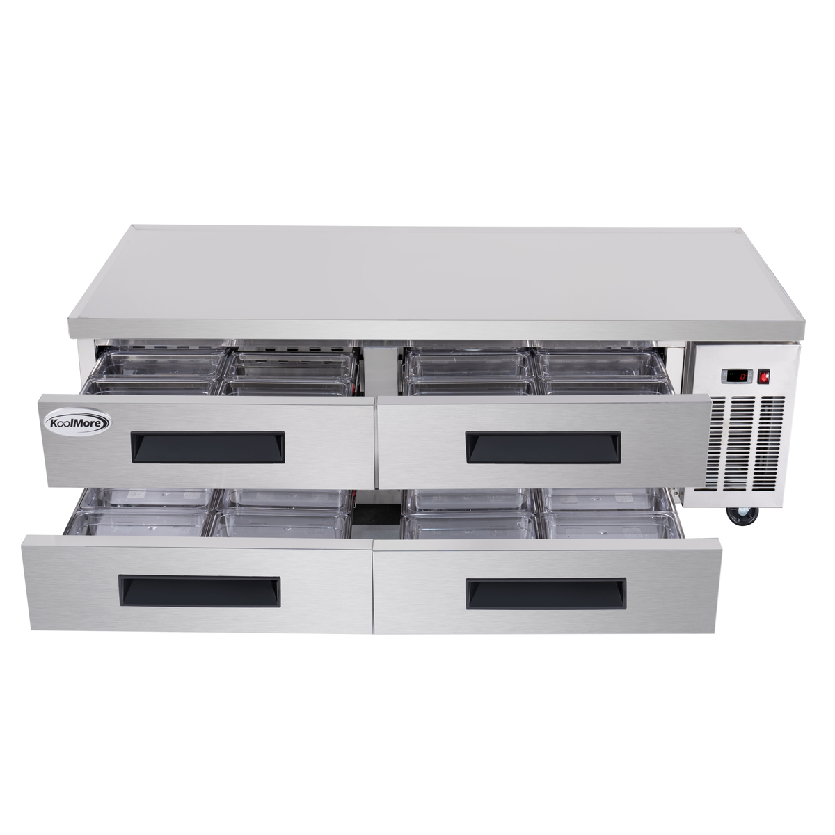 KoolMore KM-BF-724D 72-Inch Refrigerated Chef Base — 4 Drawers, Stainless-Steel