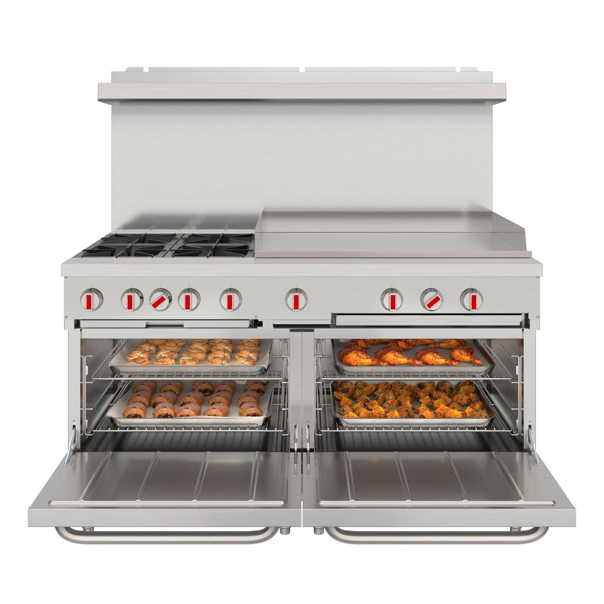 KoolMore KM-CRG364-NG 60-Inch Gas Range — 4 Burners, Stainless-Steel