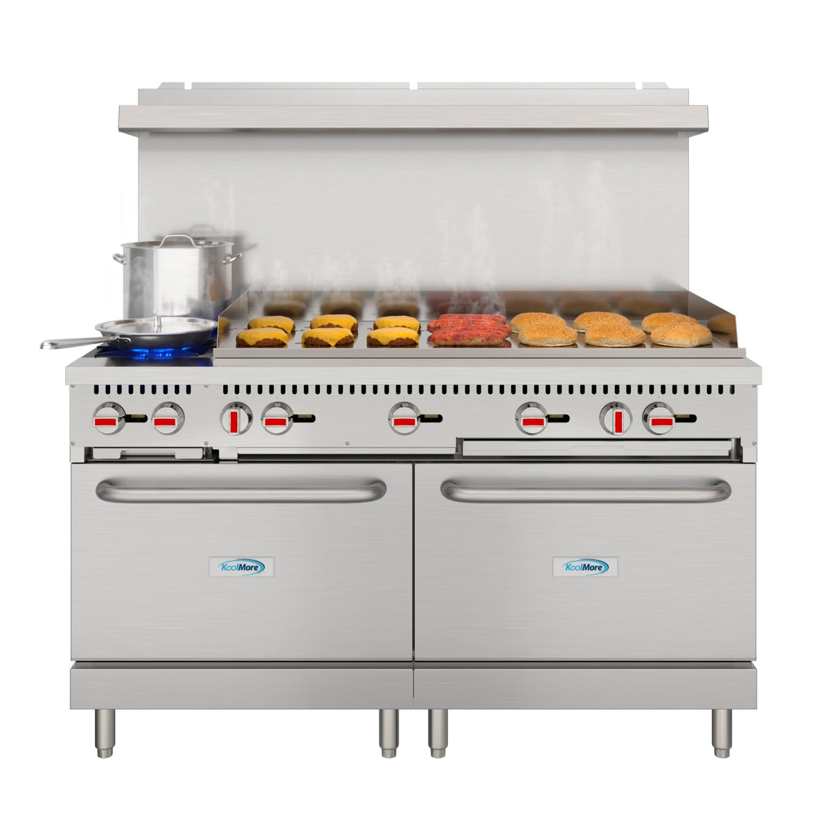 KoolMore KM-CRG482-NG 60-Inch Gas Range — 2 Burners, Stainless-Steel