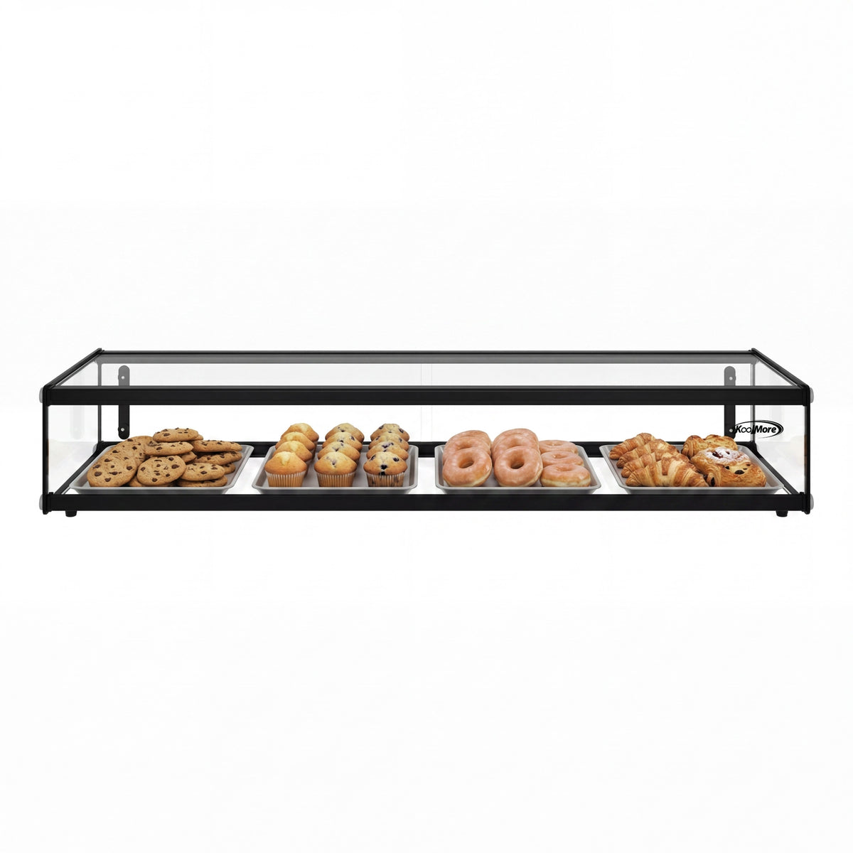 KoolMore KM-DC-24SBK 47-Inch Non-Refrigerated Countertop Display Case — 2.3 cu. ft., Black and Glass