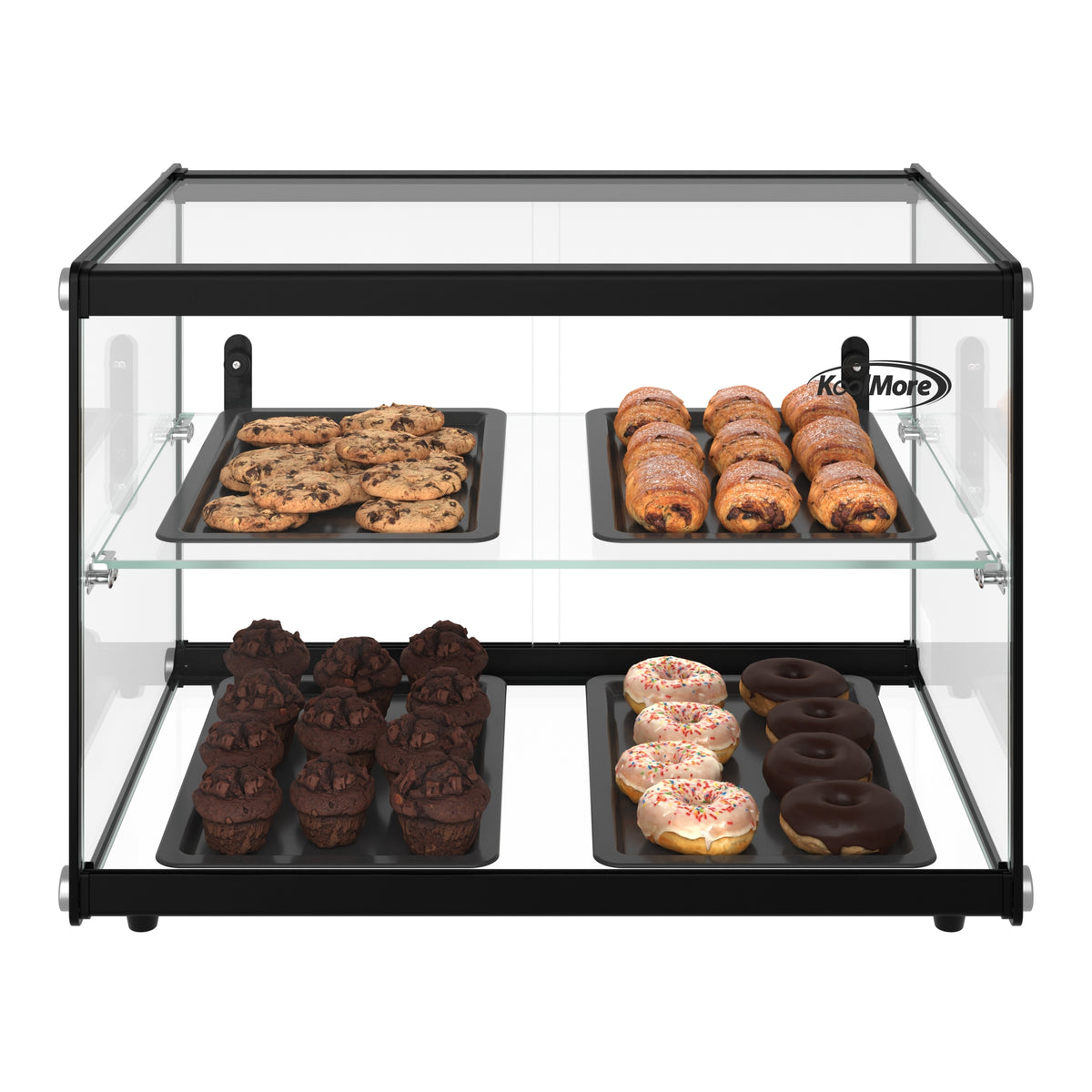 KoolMore KM-DC-2CSBK 22-Inch Non-Refrigerated Pastry Display Case — 2.2 cu. ft., 2 Doors, Black