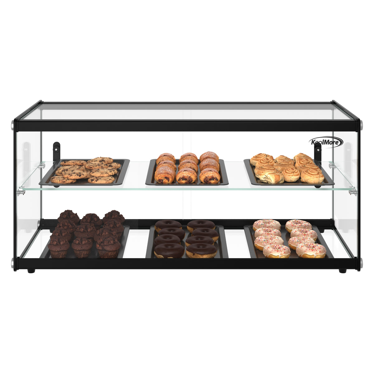 KoolMore KM-DC-3CSBK 33-Inch Non-Refrigerated Pastry Display Case — 3.2 cu. ft., 2 Doors, Black