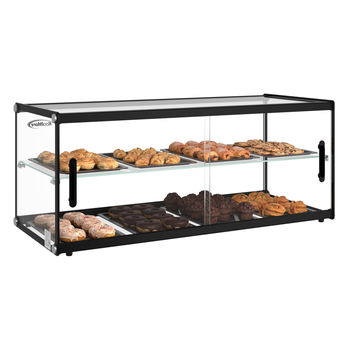 KoolMore KM-DC-4CSBK 36-Inch Non-Refrigerated Pastry Display Case — 4.2 cu. ft., 2 Doors, Black