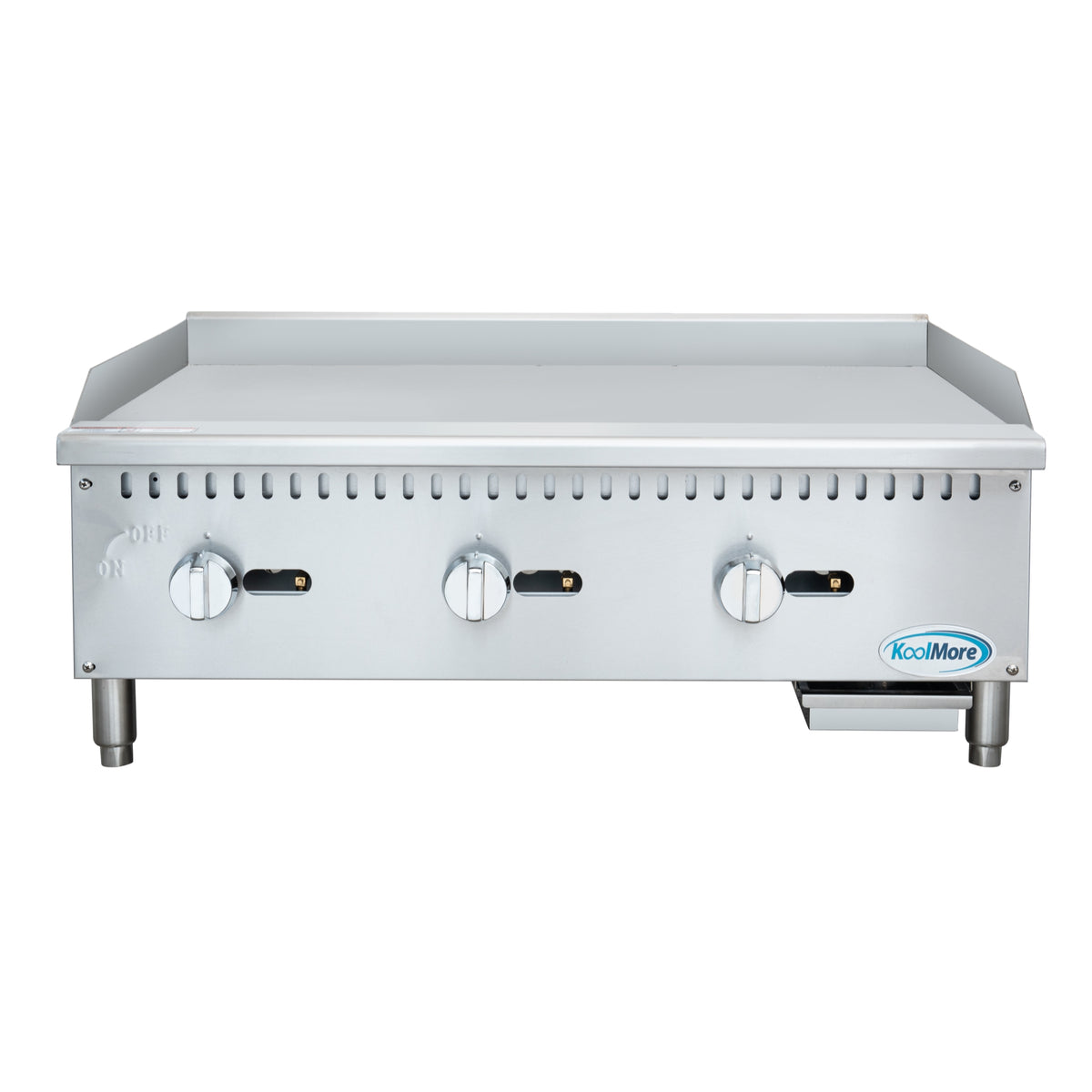 KoolMore KM-GG3-36M 36-Inch Gas Griddle — 3 Burners, Silver