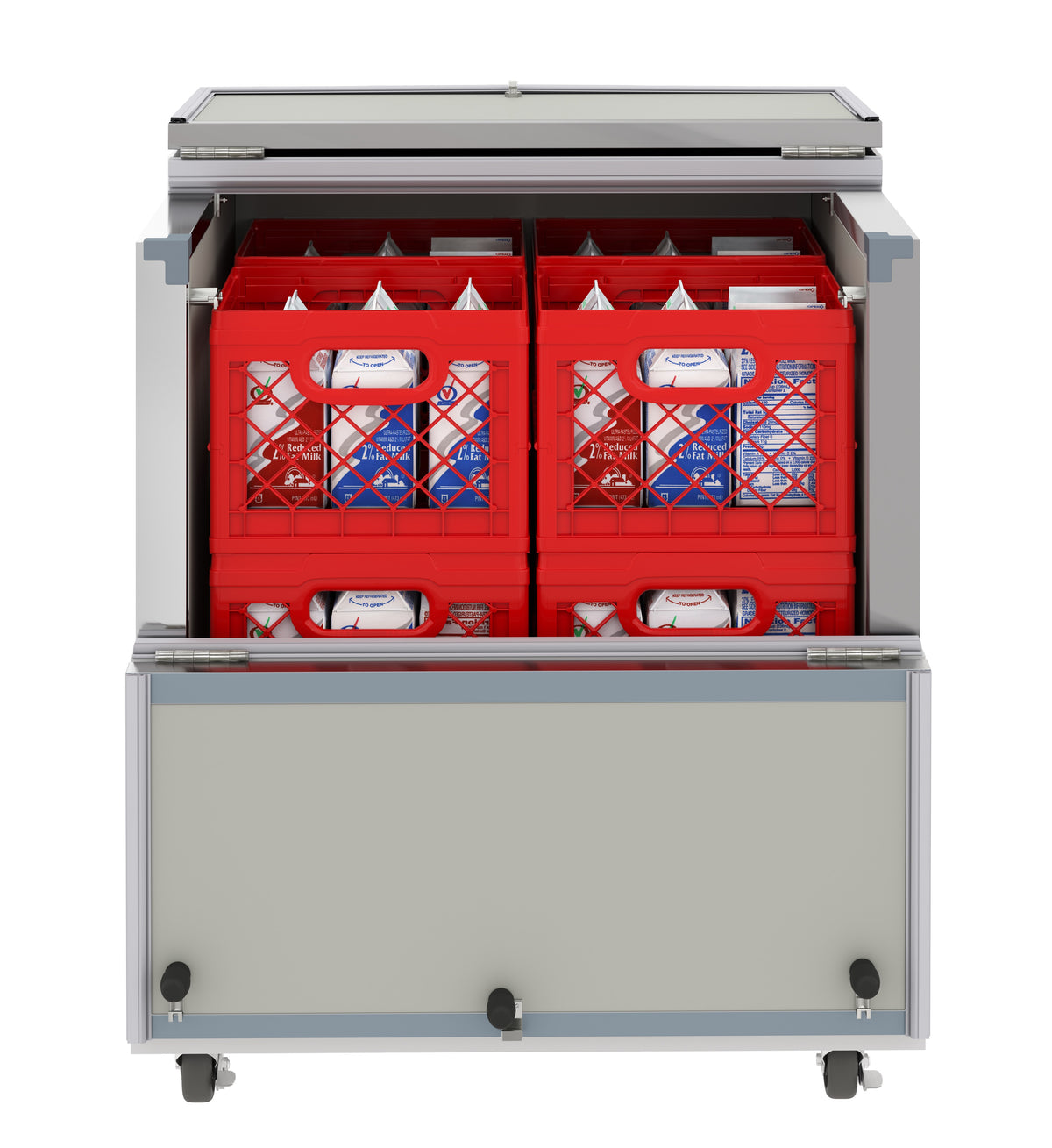KoolMore KM-MC34-HDC 34-Inch Milk Cooler — 2 Doors, White And Stainless-Steel