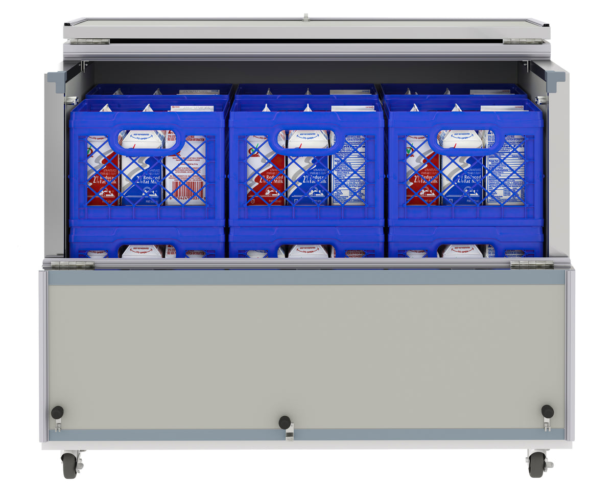 KoolMore KM-MC49-HDC 49-Inch Milk Cooler — 2 Doors, White and Stainless-Steel