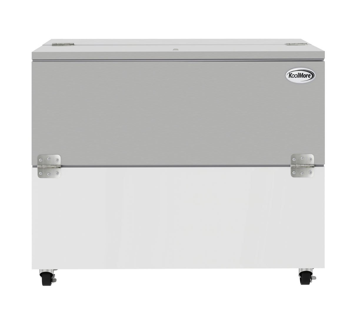 KoolMore KM-MC49-HDC 49-Inch Milk Cooler — 2 Doors, White and Stainless-Steel