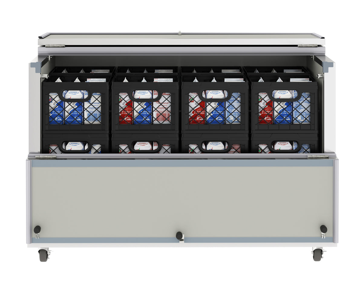 KoolMore KM-MC58-HDC 58-Inch Milk Cooler — 2 Doors, White and Stainless-Steel