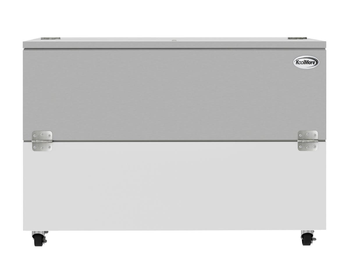 KoolMore KM-MC58-HDC 58-Inch Milk Cooler — 2 Doors, White and Stainless-Steel