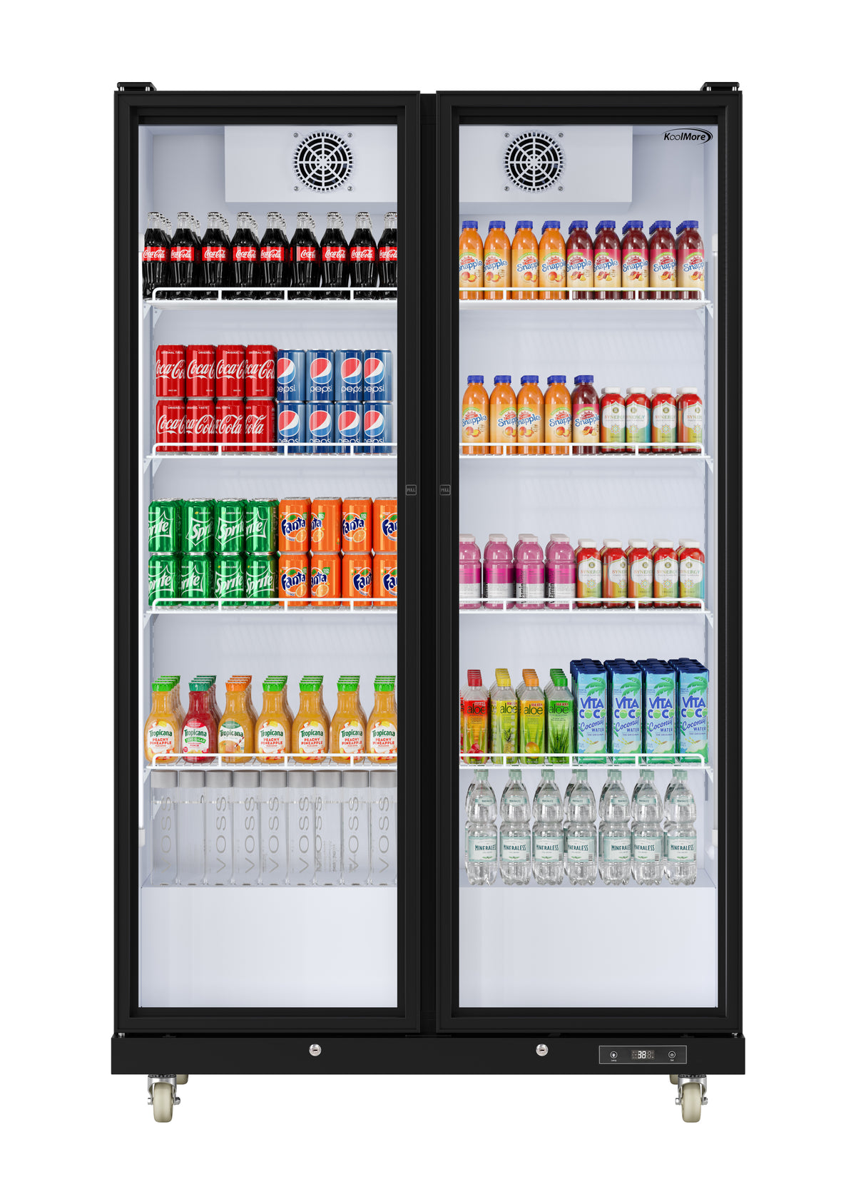 KoolMore KM-MDR-2FGD 47-Inch Glass Door Merchandiser Refrigerator — 30 cu. ft.