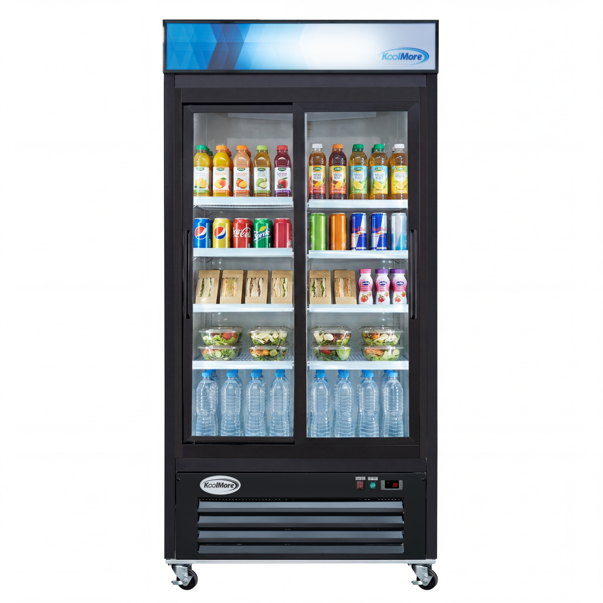KoolMore KM-MDR-2GD-33CSL 40-Inch Refrigerated Bakery Display Case — 33 cu. ft., 2 Doors, Black